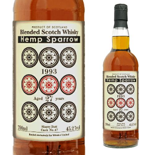 Hemp Sparrow シングルモルトウイスキー 700ml Hemp Sparrow ブレンデッドスコッチウイスキー1993 - 大阪の洋酒専門店
