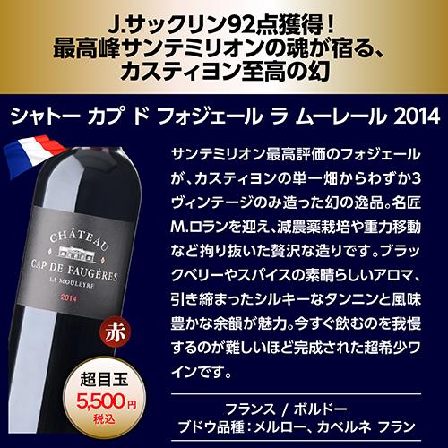 目玉はサンテミリオン最高評価のCHカプ ド フォジェール1本あたり1,405
