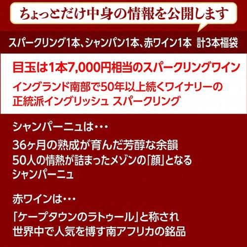 7月1日限定ワイン3本入り 1万円(税別)福袋 スパークリング1本