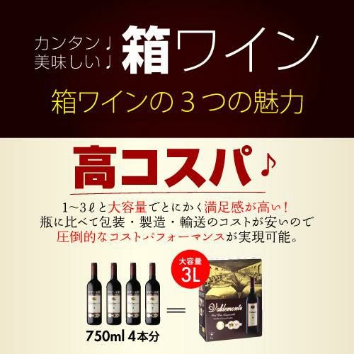 箱ワイン バルデモンテ ダーク レッド 3L スペイン 赤ワイン 辛口