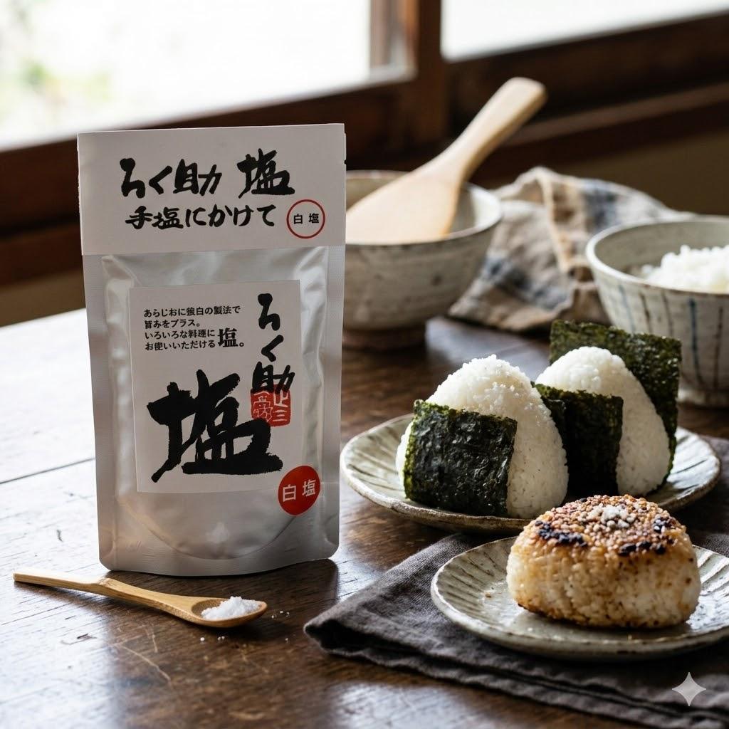 送料無料 メール便】ろく助 塩 白塩 顆粒タイプ 130g 1袋 あらしお