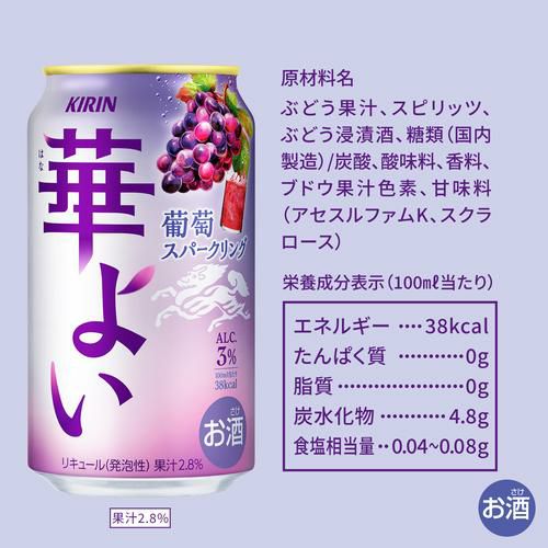 送料無料 キリン 華よい スパークリング 葡萄 350ml缶×96本(24本×4