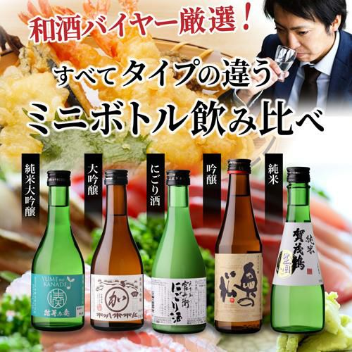 日本酒 タイプの違うミニボトル飲み比べ 300ml 5本 ギフトセット 送料