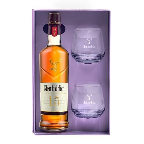 Glenfiddich 12年 & 15年 ギフトボックス グレンフィディック 15年 ソレラ リザーブ グラス 付き ギフトBOX 40度